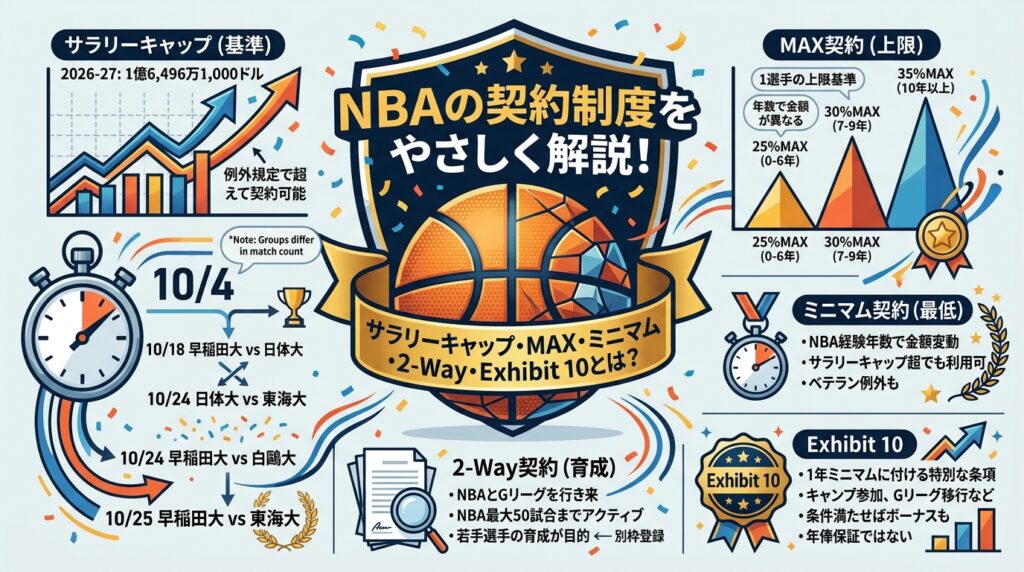 NBAの契約制度をやさしく解説！サラリーキャップ・MAX・ミニマム・2-Way・Exhibit 10とは？