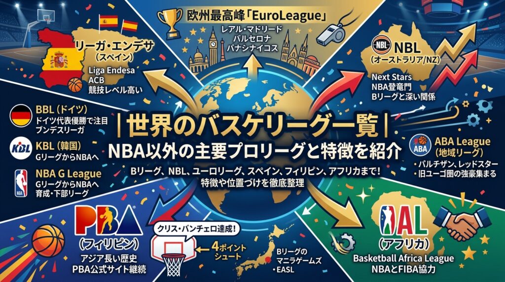世界のバスケリーグ一覧｜NBA以外の主要プロリーグと特徴を紹介