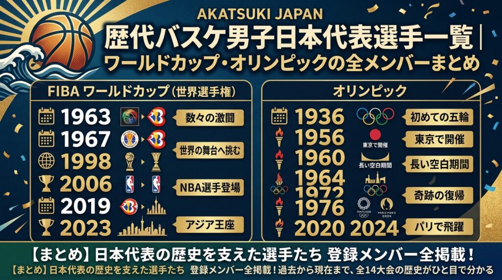 歴代バスケ男子日本代表選手一覧｜ワールドカップ・オリンピックの全メンバーまとめ