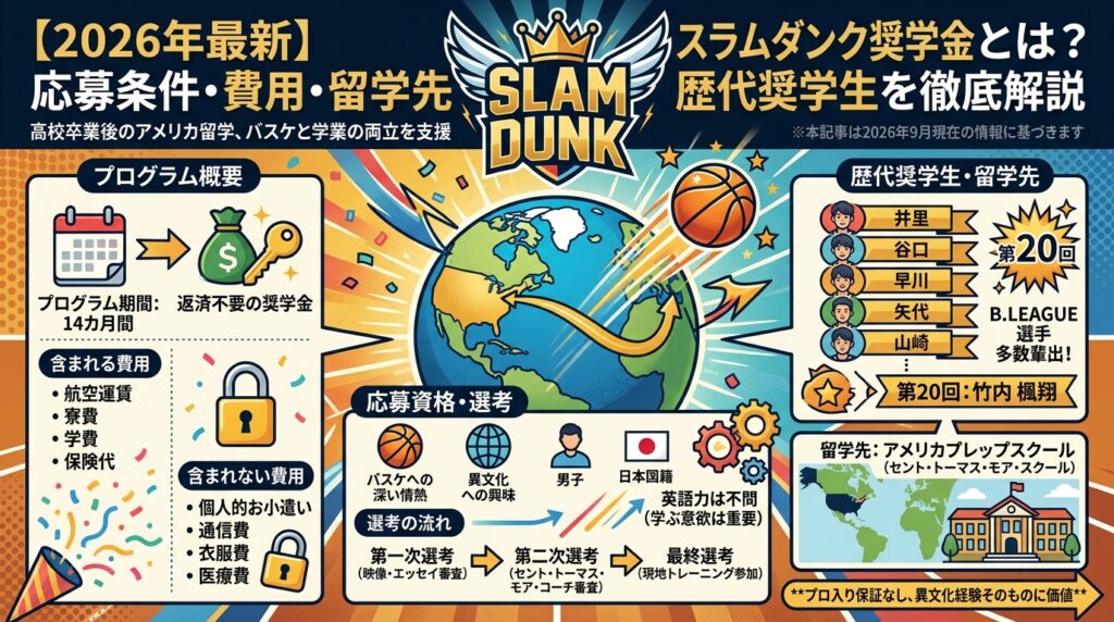 【2026年最新】スラムダンク奨学金とは？応募条件・費用・留学先・歴代奨学生を徹底解説