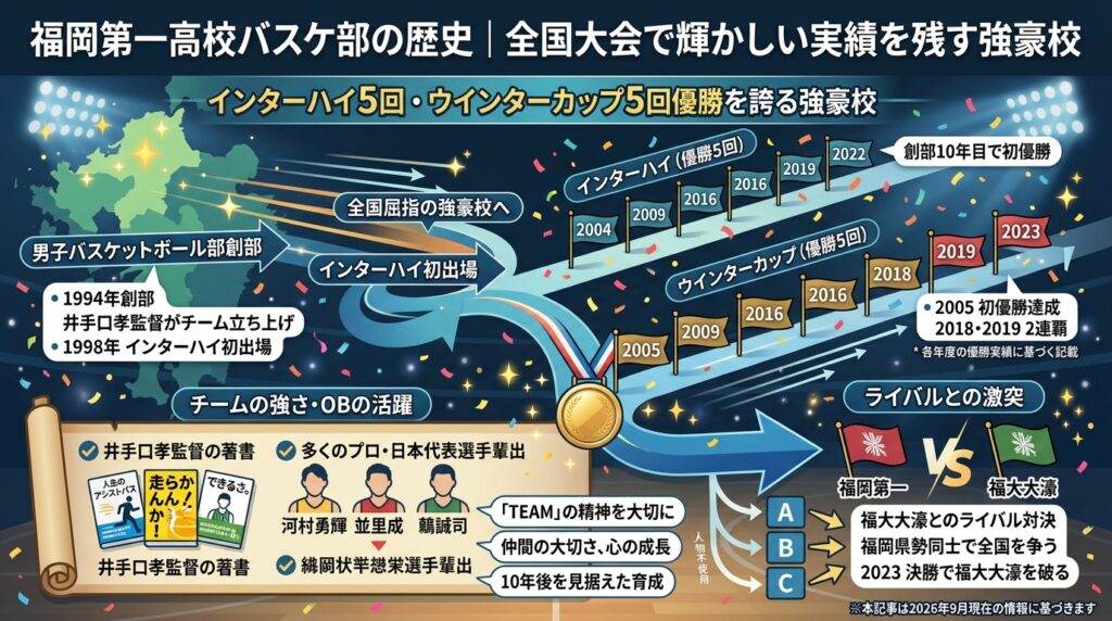 福岡第一高校バスケ部の歴史｜全国大会で輝かしい実績を残す強豪校