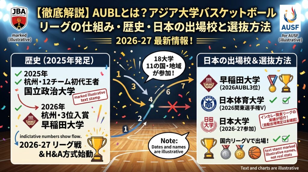 AUBLとは？アジア大学バスケットボールリーグの仕組み・歴史・日本の出場校と選抜方法を解説【2026-27】