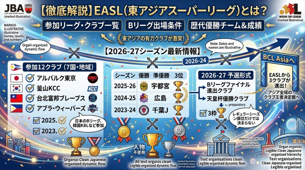 EASL（東アジアスーパーリーグ）とは？参加リーグ・Bリーグ出場条件・歴代優勝チームを徹底解説