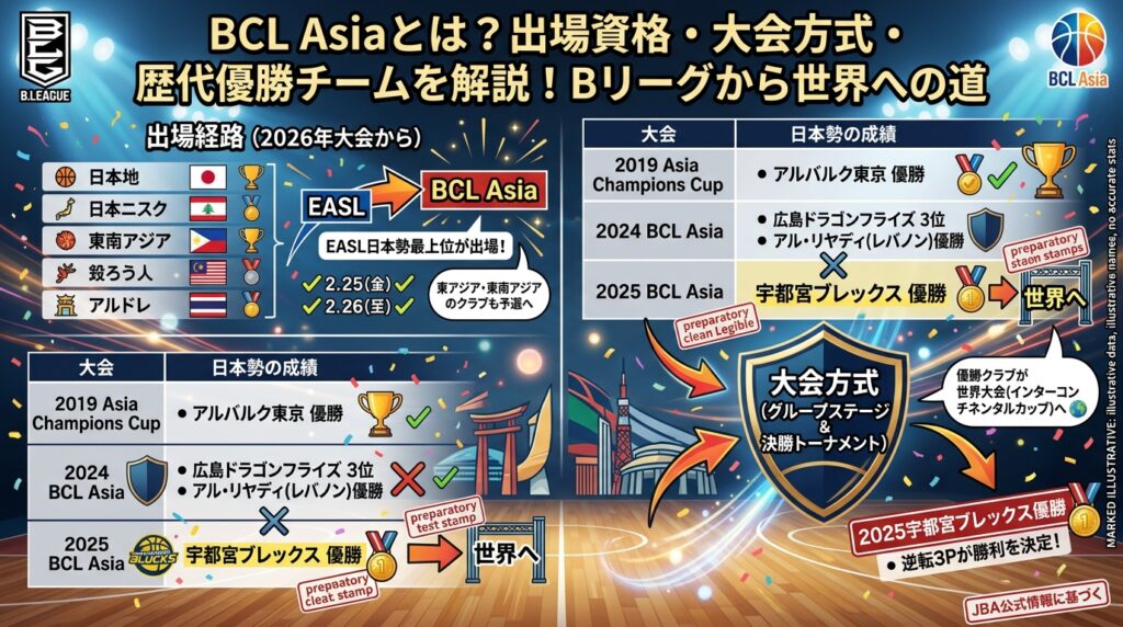 BCL Asiaとは？出場資格・大会方式・歴代優勝チームを解説！Bリーグから世界への道