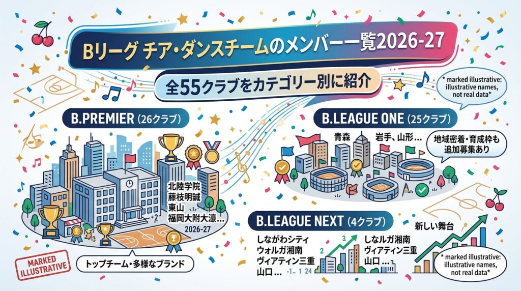 Bリーグ チア・ダンスチームのメンバー一覧2026-27｜全55クラブを紹介